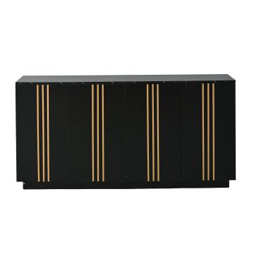Bufet pentru living cu 4 uși, Negru | Aosom Romania