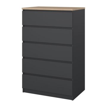 Comodă gri închis 77x121x50 cm Naia – Tvilum