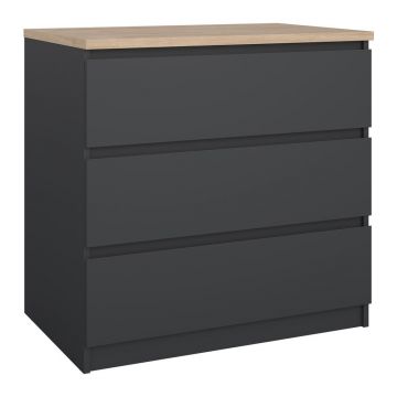 Comodă gri închis 77x76x50 cm Naia – Tvilum