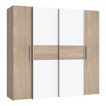 Dulap Closet 4 usi sonoma stejar alb melamina, 200x61x190 cm - Stejar
