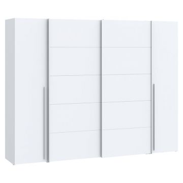 Dulap cu 4 usi Verzo MDF , stejar-alb 270x61x210 cm - Alb