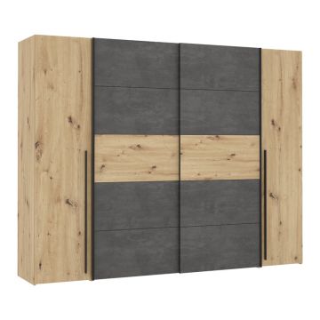 Dulap cu 4 usi Verzo MDF , stejar-alb 270x61x210 cm - Natural