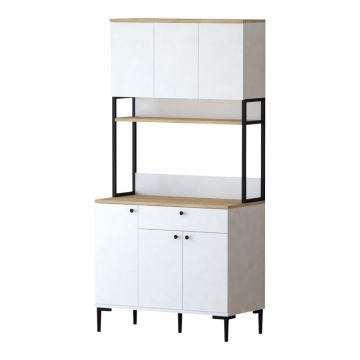 Dulap de bucatarie Lenner, Sonoma-Alb, 90x45x184 cm - Sonoma-Alb