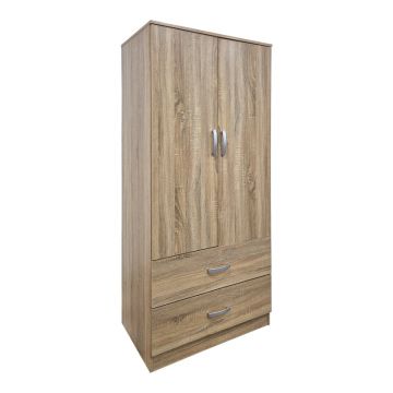Dulap de haine Alvia cu 2 uși și 2 sertare, Diverse culori, 80x52x180 cm - SONOMA