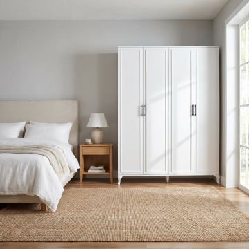 Dulap Haine GRD-1040-DD-3 Home Collection® Country, 4 usi, Alb, 180x224x62 cm - Alb