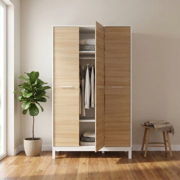 Dulap Haine GRD-1430-MB-3 Home Collection® London, 3 usi, Alb - Stejar, 120x202x52 cm - Stejar