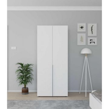 Dulap Haine GRD-1726-DD-2 Home Collection® Oryana cu 5 rafturi si umeras, Alb - Nuc, 90x210x62 cm - Alb