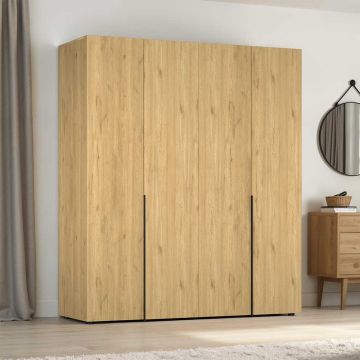 Dulap Haine GRD-1740-DD-3 Home Collection® Oryana cu 4 usi cu rafturi si umerasi, 180x210x62 cm - Stejar