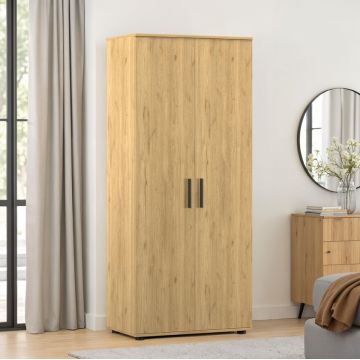 Dulap Haine GRD-320-BB-1 Home Collection® Trendline cu 2 usi si umeras, Alb - Stejar, 80x187x47 cm - Stejar