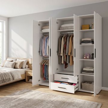 Dulap Haine GRD-662-BB-4 Home Collection® White, 6 usi, 2 sertare, Alb, 206x213x52 cm - Alb