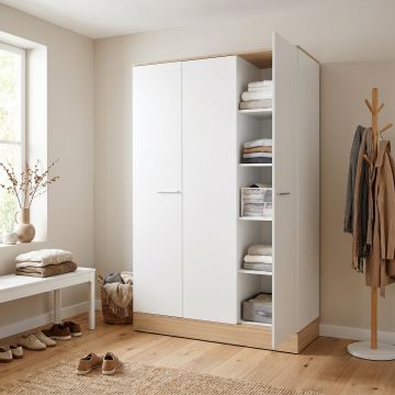 Dulap Haine GRD-830-MB-3 Home Collection® Base, 3 usi, Alb, 120x197x52 cm - Alb
