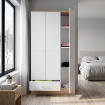 Dulap Haine GRD-831-MB-3 Home Collection® Base, 3 usi, 1 sertar, Alb, 103x198x52 cm - Alb
