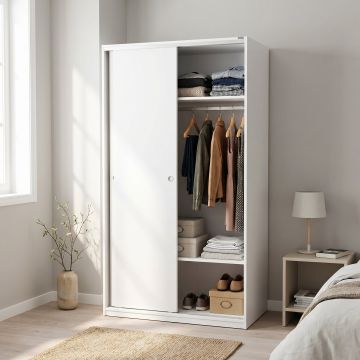 Dulap Haine SWD-402-BB-2 Home Collection® Slide Compact, 2 usi glisante, 94x182x52 cm - Alb