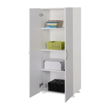 Dulap Multifunctional A2604 Home Collection® Diamond, 2 Usi, 4 rafturi, Alb, 60x140x32 cm - Alb