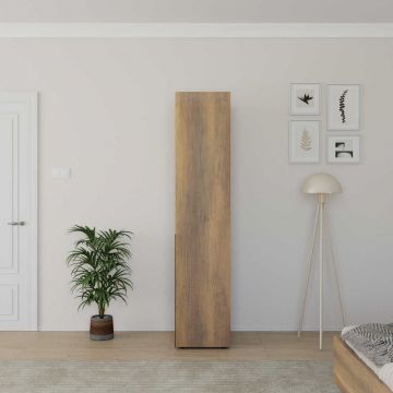 Dulap Multifunctional GRD-1710-DD-1 Home Collection® Oryana, 5 rafturi si umeras, usa reversibila, Alb - Nuc, 45x210x62 cm - Nuc