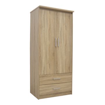 Dulap Olympus cu 2 usi si sertare, 81x57x183 cm - Stejar