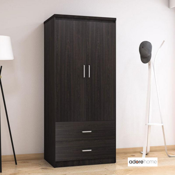 Dulap Olympus Cu 2 Usi Si Sertare, Natural - Negru,  81x57x183 cm - Negru