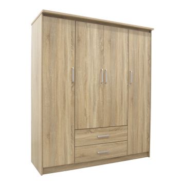 Dulap Olympus cu 4 usi si sertare, Alb - Stejar, 159x57x183 cm - Stejar