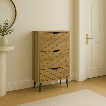 Dulap pantofi Thelma, 10-12 perechi, Sonoma, 60x24x132 cm - Stejar