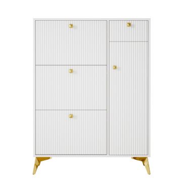 Dulap pentru pantofi cu 3 clapete, Alb | Aosom Romania