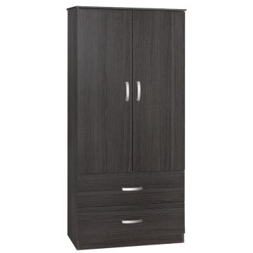 Dulap Zelia cu 2 usi si sertare, 79x42x180 cm - Negru