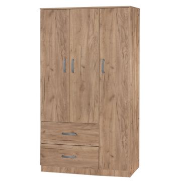 Dulap Zelia cu 2 usi si sertare, 90x42x180 cm - Natural