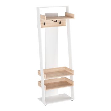Mobilier de intrare cu functie Sciove, lemn, alb-natur, 70x40x200 cm - Alb
