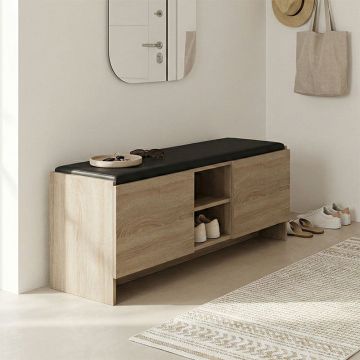 Pantofar cu banca Zulla, 110x37x43 cm - Sonoma-Negru