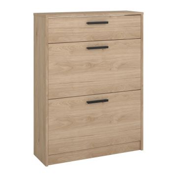 Pantofar în culoare naturală cu deschidere înclinată cu aspect de lemn de stejar 70x94x24 cm Escape – Tvilum