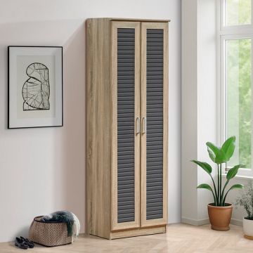 Pantofar Sante, sonoma - maro - nuc - alb - antracit, 60x37x183 cm - Stejar