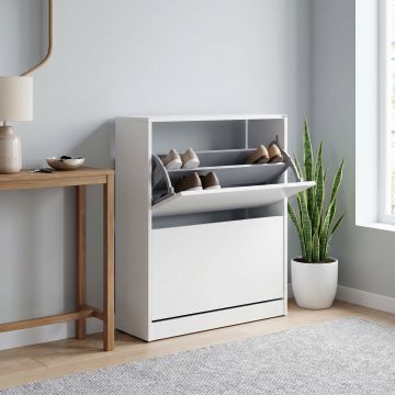 Pantofar SHC-520-BB-1 Home Collection® Max, 12 Perechi, 2 Compartimente, 73x84x26 cm - Alb