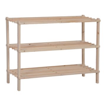 Raft pentru pantofi cu capacitate de 9 perechi Steper, Lemn de brad, Natur, 64x26x48 cm - Natur