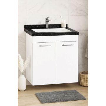 Set Baza si Lavoar seria 867, suspendata, montata, 60 cm, alb + negru