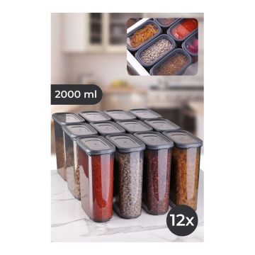Set cutie de depozitare, Gri, 8.5x16.5x20.5 cm - Gri