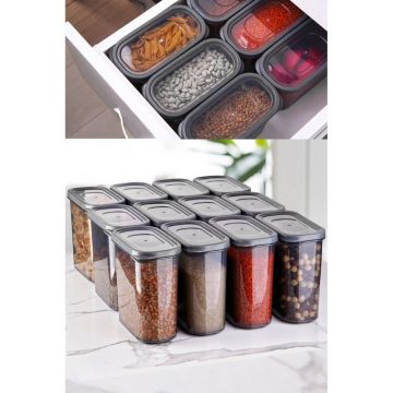 Set cutie de depozitare Storage Box 12 Set, 9x17x15 cm - Gri