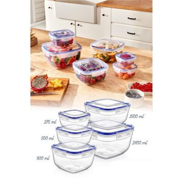Set cutie de depozitare, Transparent, Multicolor, 17.3x17.3x9.8 cm - Multicolor