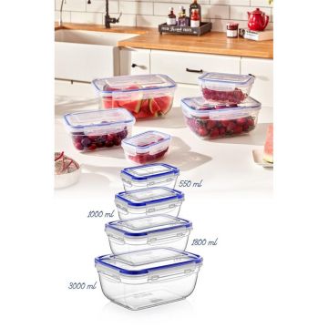Set cutie de depozitare, Transparent, Multicolor, 23x13x17.2 cm - Multicolor