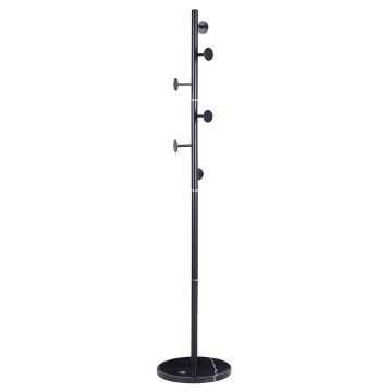 Suport pentru haine Adriana metalic, Alb - Negru, D37x172 cm - Negru