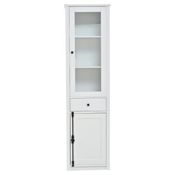 Vitrină înaltă cu iluminare LED, Alb | Aosom Romania