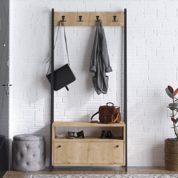 Cuier cu pantofar Angel, Nuc, 84 x 170 x 35 Cm - Sonoma