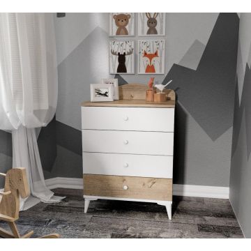 Dulap Copii Sansa, Stejar - Alb, Diverse dimensiuni - 65x40x84 cm
