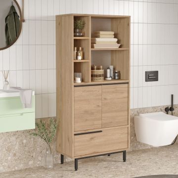 Dulap de baie On9C-S, Nuc, 75x36x162 cm - Nuc