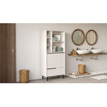 Dulap de baie On9C-W, Alb, 75x36x162 cm - Alb
