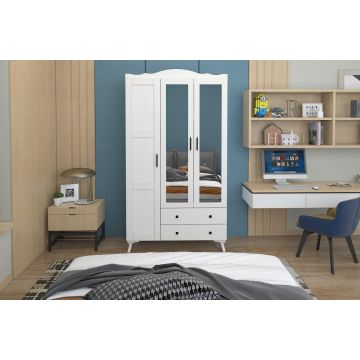 Dulap de Haine Banshee cu 3 Usi si 2 Sertare cu Oglinda, 105 x 188 x 50 Cm - arsiv