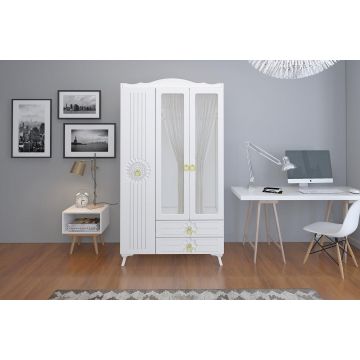 Dulap de Haine Banshee cu 3 Usi si 2 Sertare cu Oglinda, 105 x 188 x 50 Cm - arsiv3