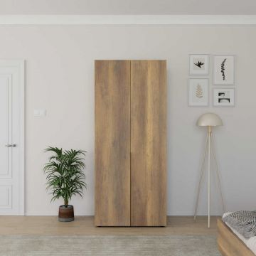 Dulap Haine GRD-1722-DD-2 Home Collection® Oryana cu 2 usi si umeras, Alb - Nuc, 90x210x62 cm - Nuc