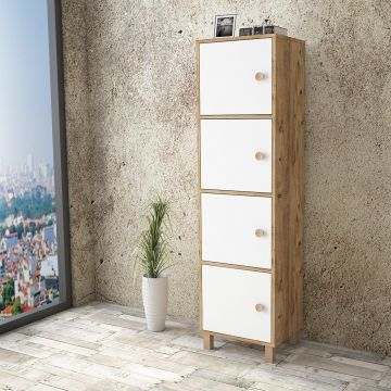 Dulap Multifunctional Ergoroom, 4 Usi, 49x180x40 cm - Alb