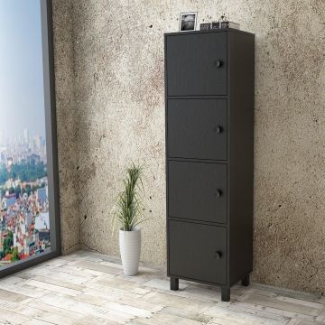 Dulap Multifunctional Ergoroom, 4 Usi, 49x180x40 cm - Negru