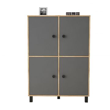 Dulap Multifunctional Pluris cu 4 usi, 96 x 40 x 136 cm - Lemn Natural