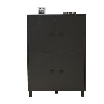 Dulap Multifunctional Pluris cu 4 usi, 96 x 40 x 136 cm - Negru